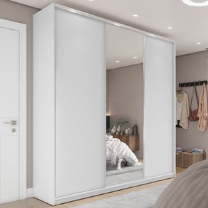 Guarda Roupa Casal 100% MDF BP com 3 Portas e 1 Espelho Zermatt