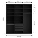 Ver imagem 5 de Guarda Roupa Casal 100% MDF BP com 3 Portas e 1 Espelho Zermatt Preto
