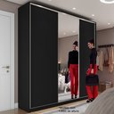 Ver mais imagens de Guarda Roupa Casal 100% MDF BP com 3 Portas e 1 Espelho Zermatt Preto