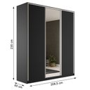 Ver imagem 4 de Guarda Roupa Casal 100% MDF BP com 3 Portas e 1 Espelho Zermatt Preto
