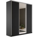 Ver imagem 2 de Guarda Roupa Casal 100% MDF BP com 3 Portas e 1 Espelho Zermatt Preto