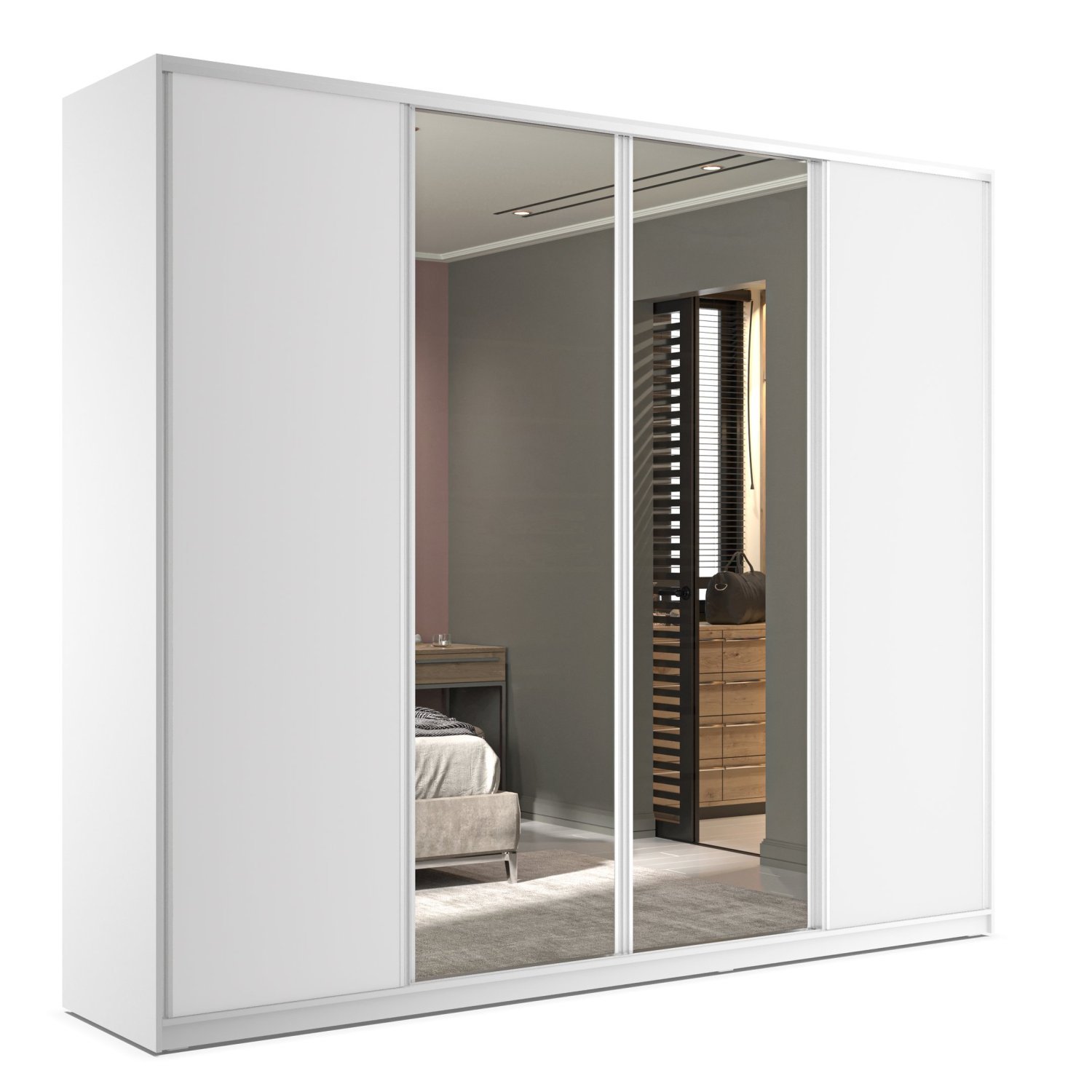 Guarda Roupa Casal 100% MDF BP com 4 Portas e 2 Espelhos Zermatt - 2