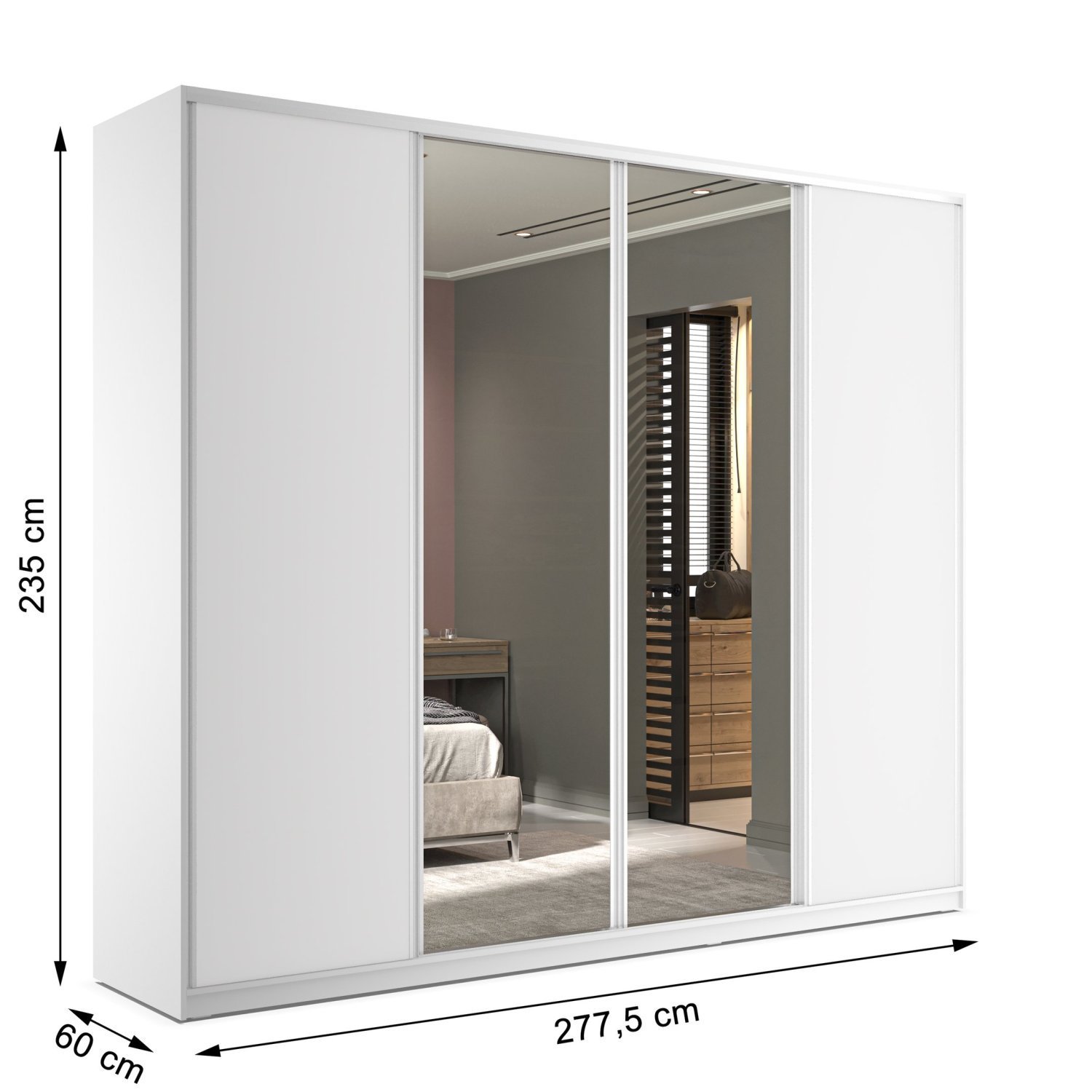 Guarda Roupa Casal 100% MDF BP com 4 Portas e 2 Espelhos Zermatt - 4