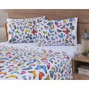 Ver imagem 2 de Jogo Lençol 4 Peças Cama Viúva 2,03mx1,20mx35cm 100% Algodão 180 Fios Ponto Palito Borboletas Colori
