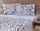 Ver imagem 2 de Jogo Lençol 4 Peças Cama Viúva 2,03mx1,20mx35cm 100% Algodão 180 Fios Ponto Palito Borboletas Colori
