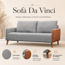 Ver imagem 3 de Sofa Living Linho Cinza 160cm da Vinci Pes de Madeira Top Sofas Premium Sala de Estar