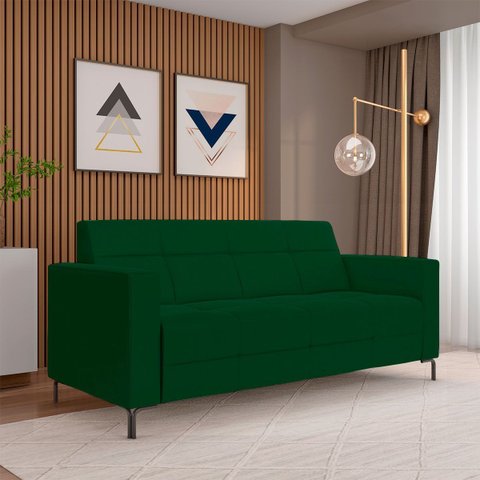 Sofá Living Decorativo Houston 2 Lugares 200cm Pés em Metal Veludo Verde G33 - Gran Belo