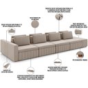 Ver imagem 4 de Sofá Ilha com Puff para Sala Living 505cm Amber M03 Veludo Bege - Lyam Decor