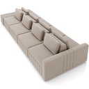 Ver imagem 6 de Sofá Ilha com Puff para Sala Living 505cm Amber M03 Veludo Bege - Lyam Decor