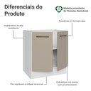 Ver imagem 3 de Balcão de Cozinha 70 cm 2 Portas (sem Tampo) Branco/Crema Agata Madesa