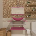 Ver imagem 2 de Gabinete de Vidro 70cm Ac Cuba Oval Rosa