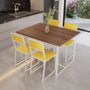 Ver imagem 1 de Conjunto Mesa de Jantar Retangular Imbuia 4 Cadeiras Estofado Riviera Industrial Branco