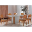 Ver imagem 1 de Conjunto: Mesa de Cozinha Pietá C/ Tampo Madeirado C/ Vidro Canto Curvo 180x90cm e 6 Cadeiras