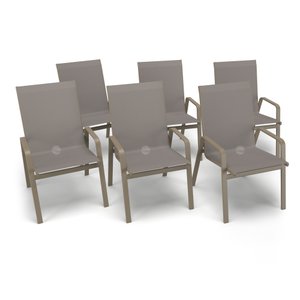 Kit 6 Cadeiras Riviera Piscina Alumínio Fendi Tela Fendi