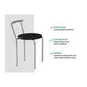 Ver imagem 4 de Banqueta Sala de Jantar 105 Kit 4 Uni Prata/courano Preto - Carraro