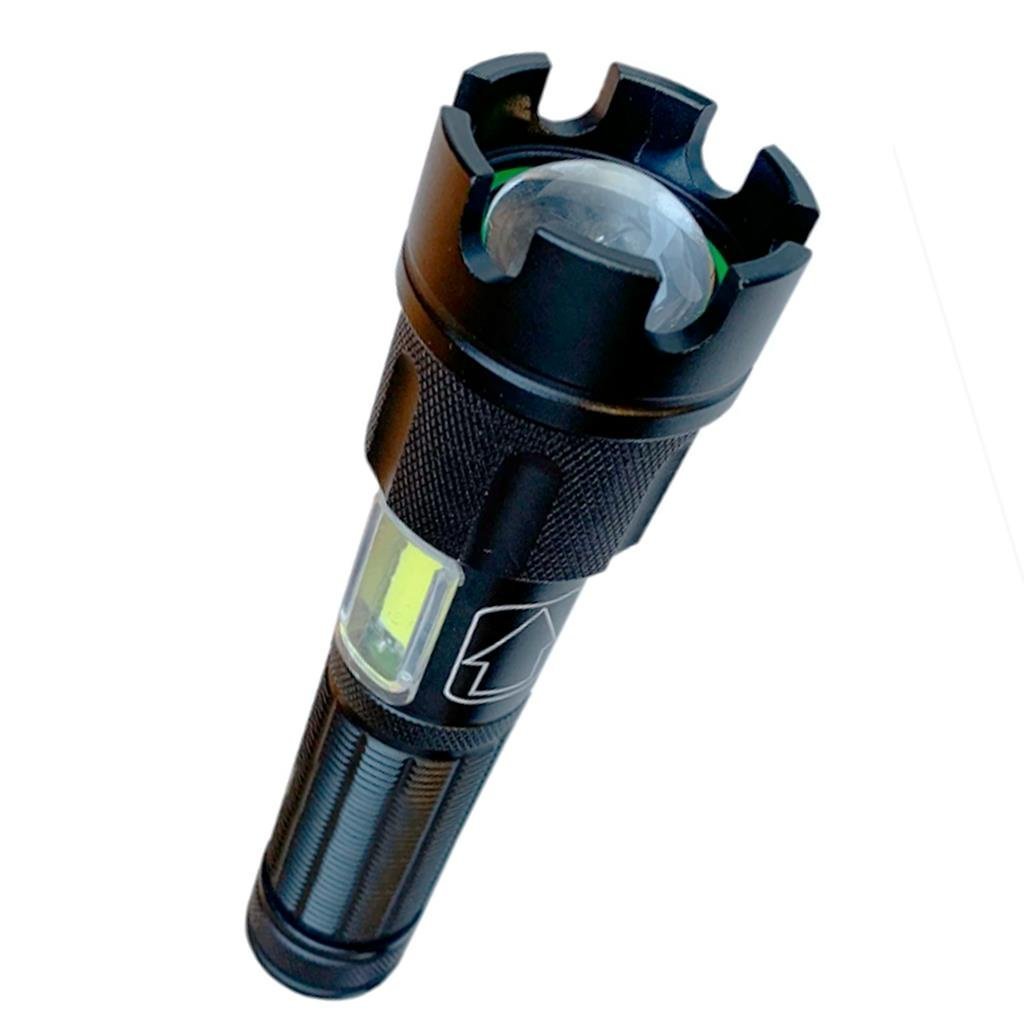 Lanterna Tática Militar LED T9 Recarregável - Foco Frontal e Lateral com Zoom, 4 Modos de Iluminação