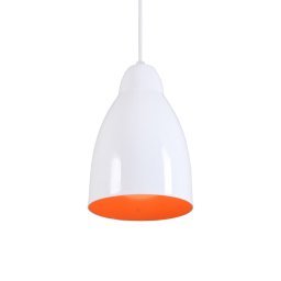 Pendente Bala Luminária Lustre Alumínio Branco Brilhante C/ Laranja - T&T Iluminação - 3