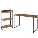 Ver imagem 1 de Kit Escritório Estante Areta 3 Prateleiras com Mesa Industrial Aspen 120cm C01 Nogal - Lyam Decor
