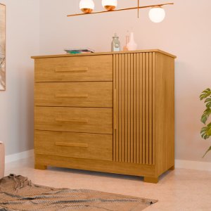Cômoda 4 Gavetas com Sapateira Ripado 3d Nature Malibu