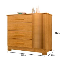 Cômoda 4 Gavetas com Sapateira Ripado 3d Nature Malibu - 3