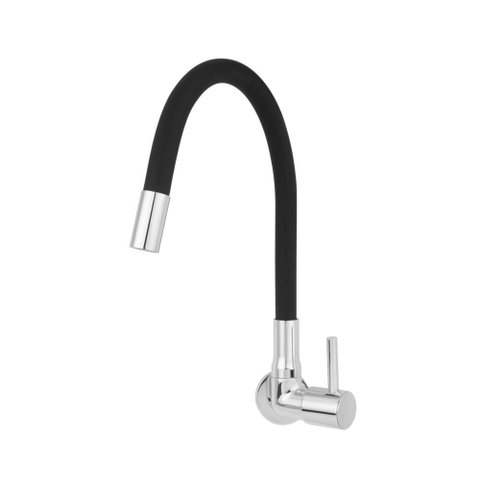 Torneira para Cozinha de Parede Bica Alta Fluir Flex 1/2" Preto/Cromo Addra