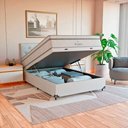 Ver imagem 1 de Cama Box Baú Viúva + Colchão Paris Molas Ensacadas Branco Couro Branco/branco