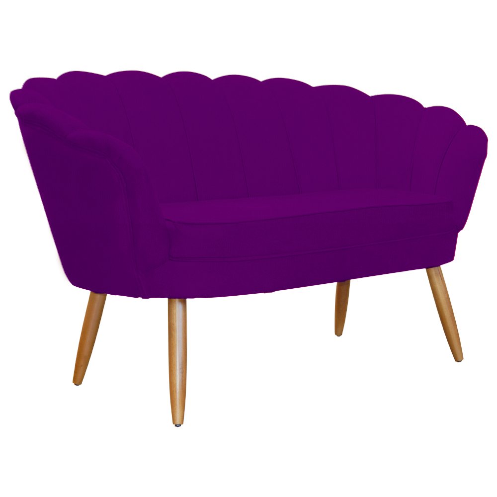 Namoradeira Decorativa Pétala Suede Roxo Pés Madeira Ms Decor - 1