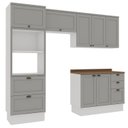 Ver imagem 2 de Cozinha Modulada Completa 4 Peças 100% MDF Modelo Americano Provençal Iluminata Cinza/Branco/Fendi/É