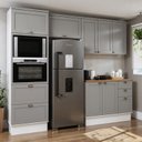 Ver imagem 1 de Cozinha Modulada Completa 4 Peças 100% MDF Modelo Americano Provençal Iluminata Cinza/Branco/Fendi/É