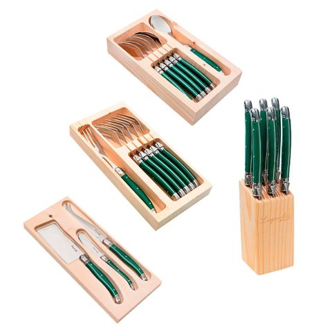Conjunto de Talheres Luxo 21 Peças Original Laguiole La Tour - Verde