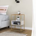 Ver imagem 3 de Mesa Cabeceira Lucy Moderna Quarto Sala Apoio Cama:Dourado