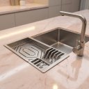 Ver imagem 3 de Cesto Escorredor Multiuso para Cuba de Cozinha Profissional Aço Inox 304 c/ Acessórios Cozix
