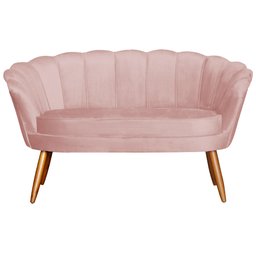 Namoradeira Estofada Pés Palito Para Sala de Estar Pétala Veludo Rosa Nude - DL Decor - 2