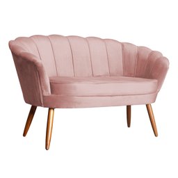 Namoradeira Estofada Pés Palito Para Sala de Estar Pétala Veludo Rosa Nude - DL Decor - 3