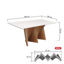 Ver imagem 2 de Mesa de Jantar Dubai Base Madeira Maciça Tampo Ret. -amêndoa- Tampo 160x90cm Branco/vidro Off-white