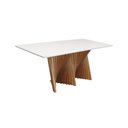 Ver imagem 1 de Mesa de Jantar Dubai Base Madeira Maciça Tampo Ret. -amêndoa- Tampo 160x90cm Branco/vidro Off-white