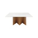 Ver imagem 3 de Mesa de Jantar Dubai Base Madeira Maciça Tampo Ret. -amêndoa- Tampo 160x90cm Branco/vidro Off-white