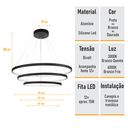 Ver imagem 6 de Lustre Pendente Ring 3 Aros 105w 3000k- Preto