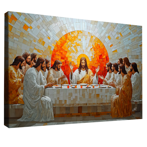 Quadro Decorativo Santa Ceia Estilo Geométrica