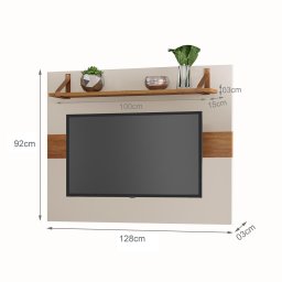 Suporte Tv Painel MDF Off White Decoração de Sala Maldivas - 3