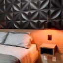 Ver imagem 1 de Kit 25 Placas Revestimento de Parede PVC 3d Alto Relevo Petalas Preto