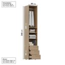 Ver imagem 4 de Guarda-Roupa 2 Módulos 1 Porta e 3 Prateleiras 3 Gavetas Frame CabeCasa MadeiraOriginals