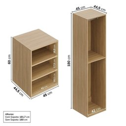 Guarda-Roupa 2 Módulos 1 Porta e 3 Prateleiras 3 Gavetas Frame CabeCasa MadeiraMadeira - 5