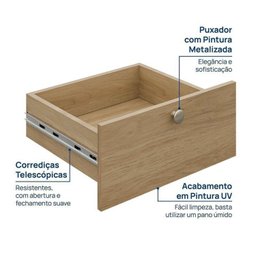 Guarda-Roupa 2 Módulos 1 Porta e 3 Prateleiras 3 Gavetas Frame CabeCasa MadeiraMadeira - 9