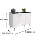 Ver imagem 4 de Balcão para Cooktop 1,20m 4 ou 5 Bocas 2 Portas e 3 Gavetas Turim