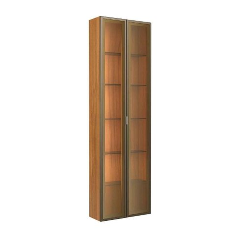 Módulo Cristaleira 2 Portas com Vidro Reflecta com LED Neon Float 56cm - Canella c/ Champanhe