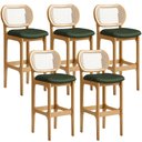 Ver imagem 1 de Kit 05 Banquetas Altas Para Cozinha Bancada Sala Tela Betta Fixa L02 Couríssimo Verde Musgo - Lyam L