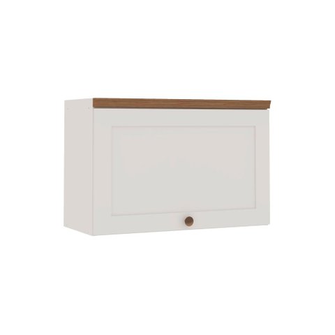 Armário Aéreo Porta Basculante 70cm P/ Cozinha Modulada Mdf Cor:branco com Ébano