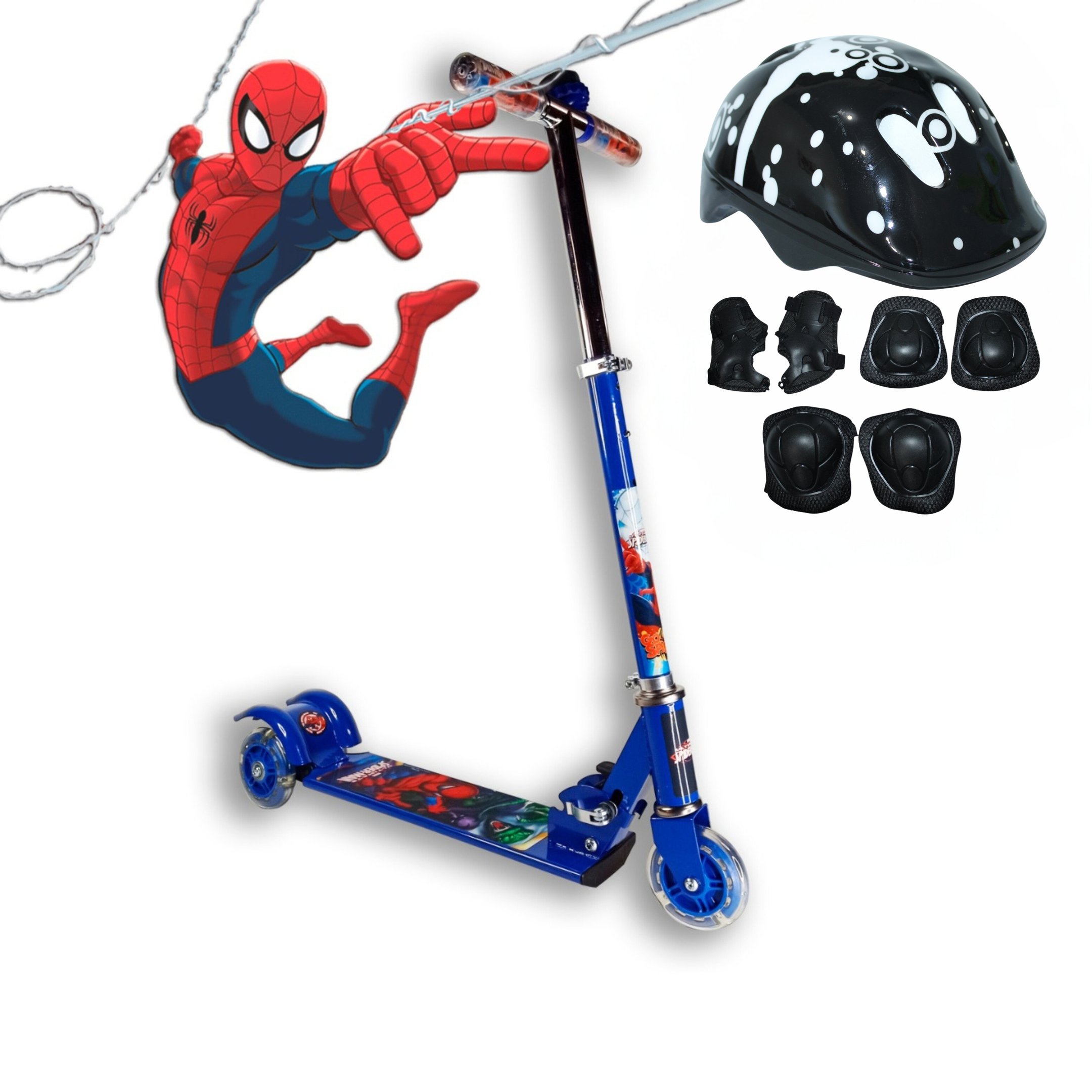 Patinete Infantil de Ferro Homem Aranha 3 Rodas C/ Capacete - 2