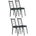 Ver imagem 1 de Kit 4 Cadeiras Aço Carbono Tubular Metálica Acabamento Fosco D-28 Julia Preto/mosaico Silver